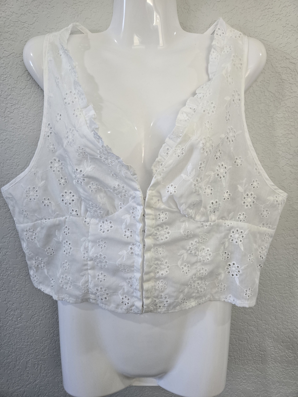 White Eyelet Crop Top - Classic Feminine Style